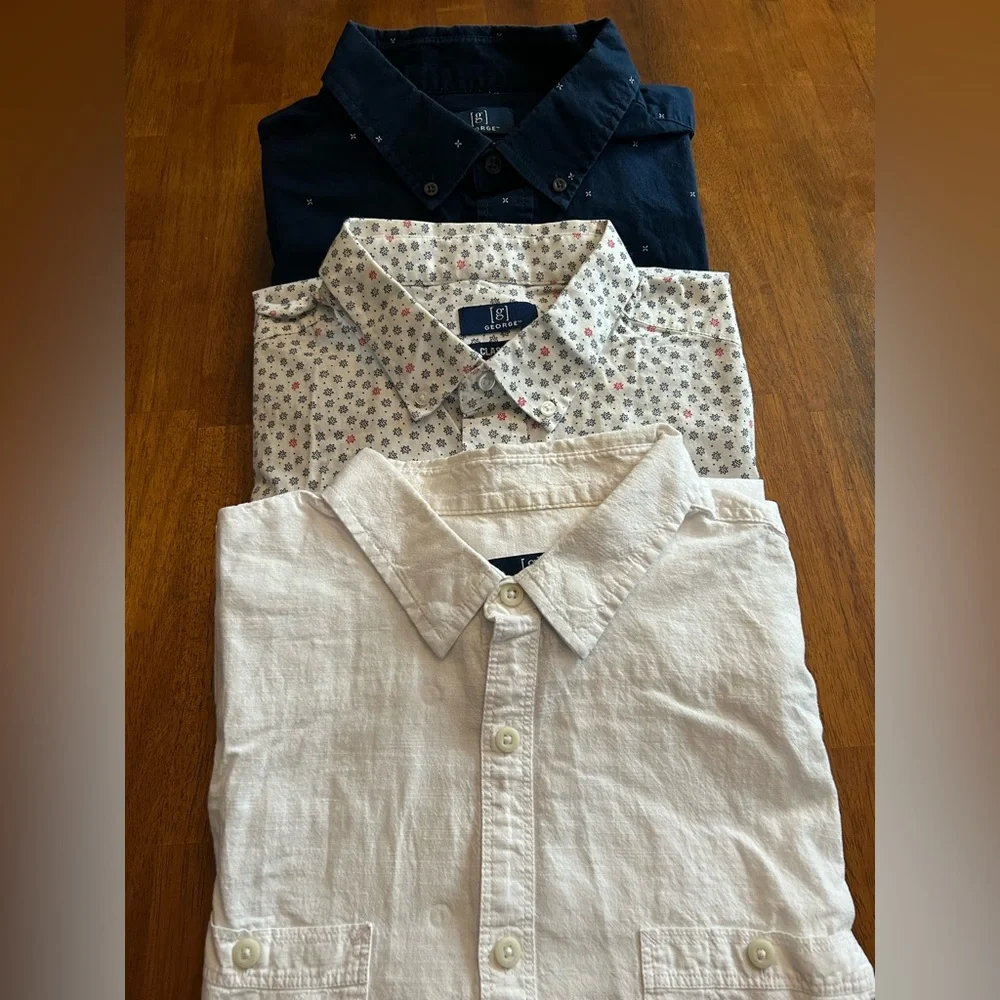 Classic Fit Short Sleeve Button Up Shirt Bundle Men’s Size L | 3-Pack | George - Picture 11 of 11